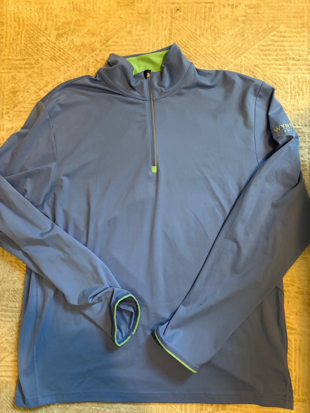 Ralph Lauren Slate Blue Performance Half-Zip Jacket with Lime Trim